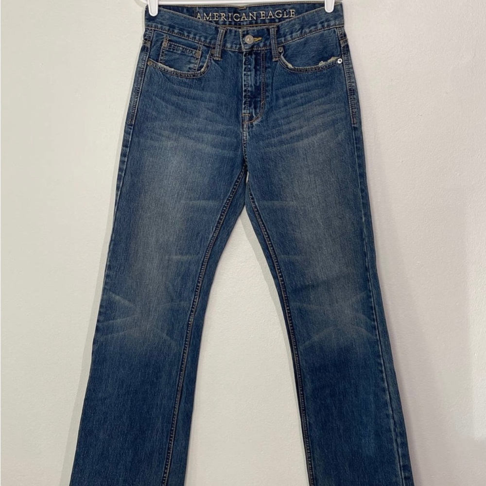 American Eagle Jeans Men's Size 28x30 Bootcut 100% Cotton Distressed Denim